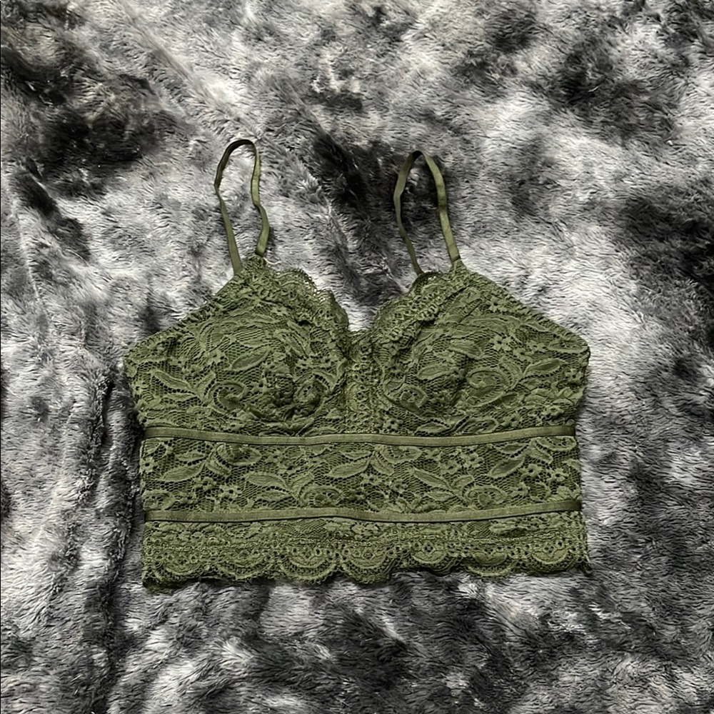 Lace Bralette in Olive Green